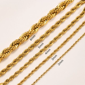 Goldene Edelstahl-Kordelarmbänder in den Breiten 2mm 3mm 4mm 5mm und 8mm