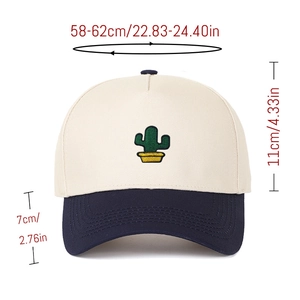 Spécifications de taille pour la casquette de baseball en coton brodée de cactus