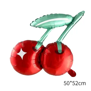50x52cm cherry shaped foil balloon for Valentine decoration with green leaf detail