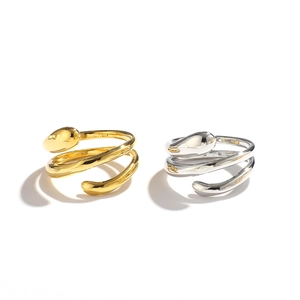 Minimalist multilayer spiral open rings in gold and silver finish for women