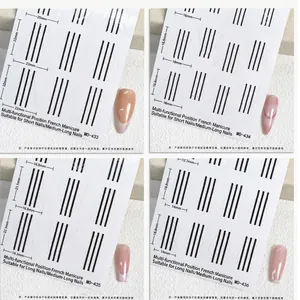 French Manicure Positioning Stickers Adhesive Guide Line Decals For DIY Nail Art Design Multiple Curvatures