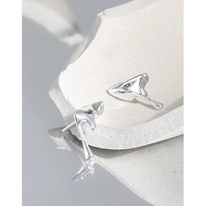 Minimalist S925 sterling silver stud earrings with liquid metal irregular design
