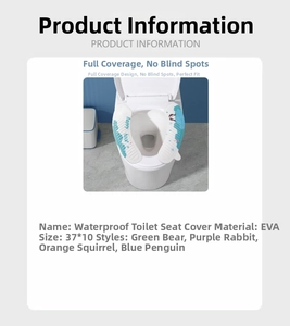 Waterproof EVA toilet seat cover with cute cartoon penguin pattern sized 37x10 cm