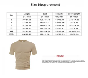 Tabella taglie dettagliata per t-shirt da uomo waffle con misure in cm e pollici