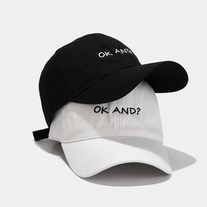 Minimalist cotton baseball caps with OK AND embroidery in black and white styles