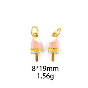 Detail of colorful ice cream enamel charms with 8x19mm size and 1.56g weight specs