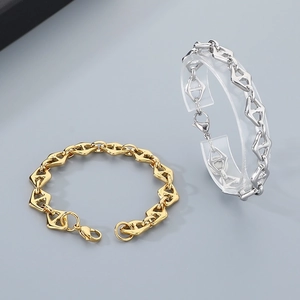 Gold and silver stainless steel pig nose anchor link bracelets for men and women