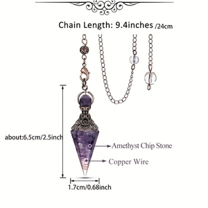 Antik-Silber-Pendel mit Amethyst-Chips und Kupferdraht für Energieheilung