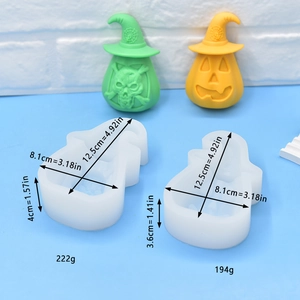 Halloween silicone molds for pumpkin and ghost soap making with dimensions and weight