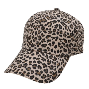 Berretto da baseball classico leopardato con visiera curva e design a sei pannelli