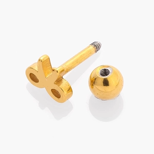 Gold plated 316L stainless steel helix piercing with bow design and screw ball back