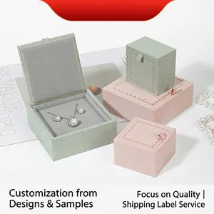 Elegant Velvet Jewelry Box With Gold Edge Retro Flip Top Case For Ring Earring And Necklace
