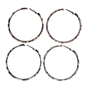 Vintage leopard print geometric hoop earrings in brown and grey patterns for women