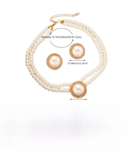 Spécifications de taille pour ensemble collier double rang en perles et boucles d'oreilles