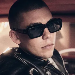 Retro Square Sunglasses Chunky Thick PC Frame UV400 Protection Wave Temples Vintage Eyewear For Men Women