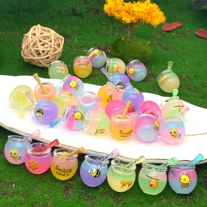 Cute Luminous Honey Pot Keychain Pendant Glow In The Dark Resin Miniature Bag Hanging Charm DIY Accessories