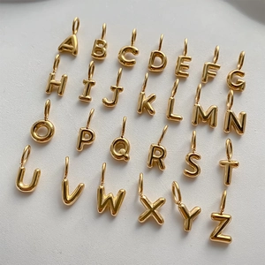 Premium 14K gold plated 3D bubble alphabet letter pendants for DIY jewelry making