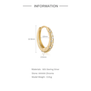 Detailed technical diagram showing 12.9mm S925 sterling silver hoop earring dimensions