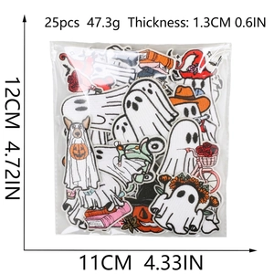 Set of 25 Halloween cat ghost embroidery patches for festive DIY iron-on decoration