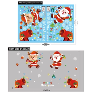Detailed view of Christmas window stickers with Santa, reindeer and snowflakes motifs