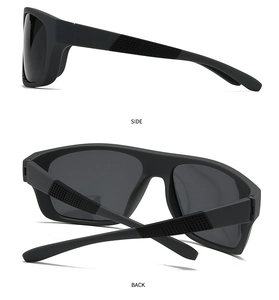 Detail view of polarized sunglasses side and back frame with non-slip texture