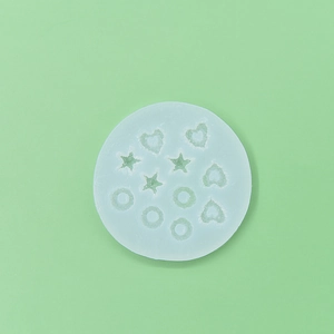 Blue silicone donut mold with heart and star shapes for DIY cake and chocolate
