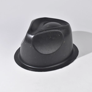 Macro shot of durable black matte PVC hat support stand showing dome shape and base flange