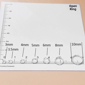 Detailed scale measurement of various S925 sterling silver open jump rings in mm