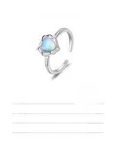 Macro view of S925 sterling silver ring showing 6x6mm moonstone size and band width