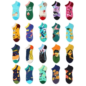 Chaussettes Courtes En Mélange De Coton Respirant Absorbant La Transpiration Imprimé Artistique Pop Art Dessin Animé Unisexe