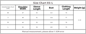 Size chart for bow-detail shirt in CM showing shoulders, sleeves, chest, and length