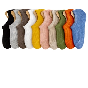 Lot de 10 paires de chaussettes invisibles multicolores avec texture à rayures verticales
