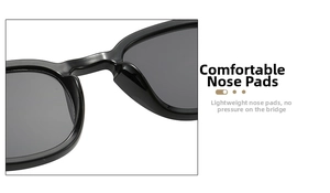 Close-up of comfortable integrated nose pads on black vintage round sunglasses