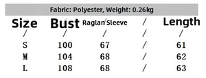 Size chart for pink oversized cardigan showing bust, sleeve, and length in S to L