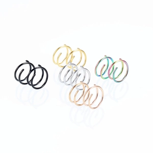 Set of five spiral nose rings in black, gold, silver, rose gold, and rainbow finishes