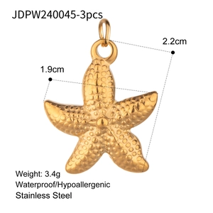 Ciondolo a forma di stella marina in acciaio inox placcato oro 18k per gioielleria