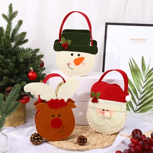 Christmas Gift Bags Felt Handheld Totes Cartoon Santa Reindeer Snowman Holiday Party Favor Candy Pouch Decorations