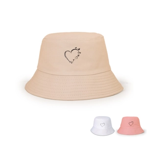 Chapeau Bob En Coton Pour Femmes Imprimé Papillon Cœur Décontracté Protection Solaire Extérieur Mode