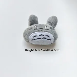 Detail showing plush Totoro charm dimensions at H 7cm and W 6.8cm with grey fabric