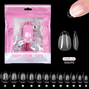 Tabella taglie dettagliata per punte unghie in gel a mandorla con 11 specifiche diverse