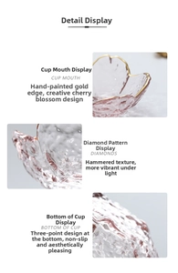 Detail of hand-painted gold rim and hammered frozen texture on sakura glass bowl