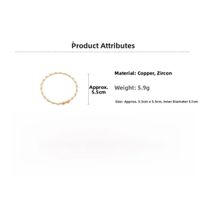 Detailed size specifications for the gold bamboo zircon bangle with 5.5cm outer diameter