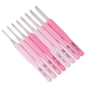 Lot de 8 crochets ergonomiques dégradé rose avec pointes en métal et tailles