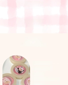 Detail view of the 5g peach matte cat-themed blush compact showing product information