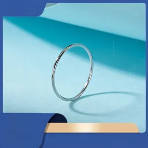 925 Sterling Silver Minimalist Smooth Round Band Ring For Women Vintage Elegant Tiny Finger Jewelry Gift Gold Silver