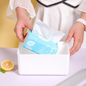 Nordic minimalist white tissue box with vertical stripes for home living room decor