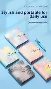 Detail of A6 textured jigsaw pattern notebooks with gradient colors and magnetic buckle