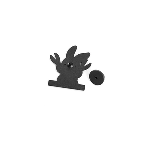 Detailed back view of rabbit animal alloy pin showing metal texture and rubber clutch
