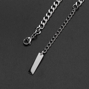 Minimalist stainless steel ball chain bracelet with lobster clasp and rectangular tag