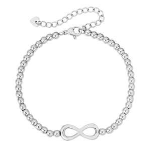 Simple Infinity Symbol Titanium Steel Beaded Bracelet For Women Minimalist Fashion Adjustable Heart Charm Bracelet Jewelry